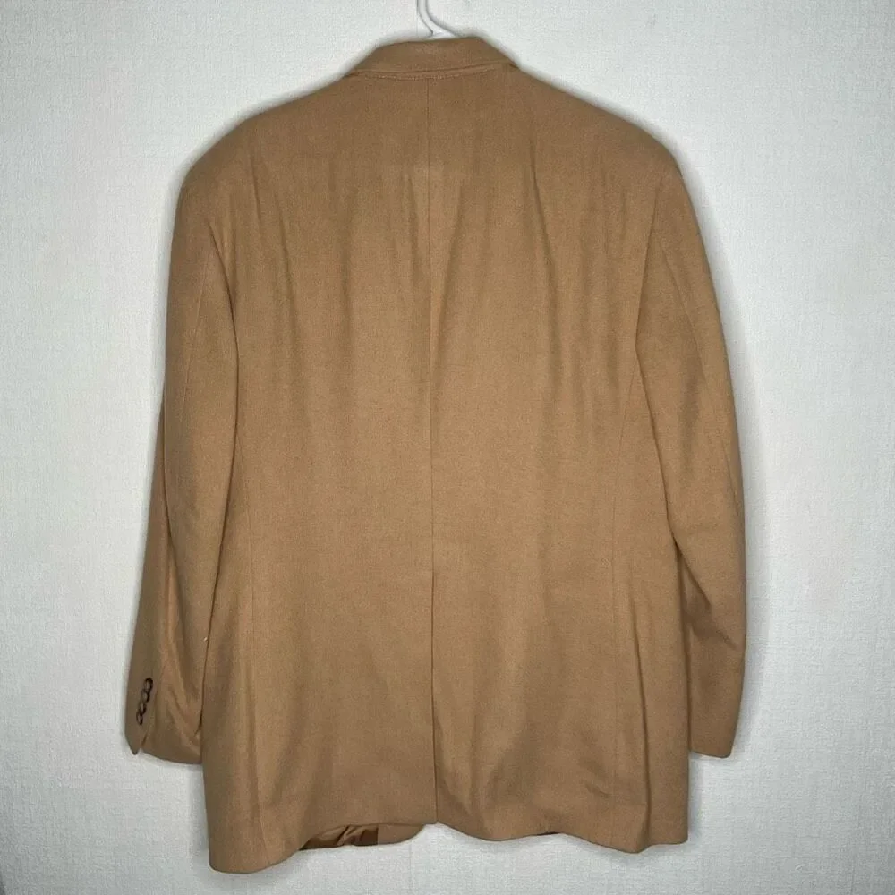 Bill Blass Men’s 42L Camel Hair‎ Blazer Tan Beige Sport Coat Jacket Two 2 Button